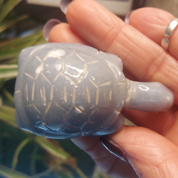 Crystal Angelite Turtle Healing Positive Energy Metaphysical Properties - Picture 3 of 3